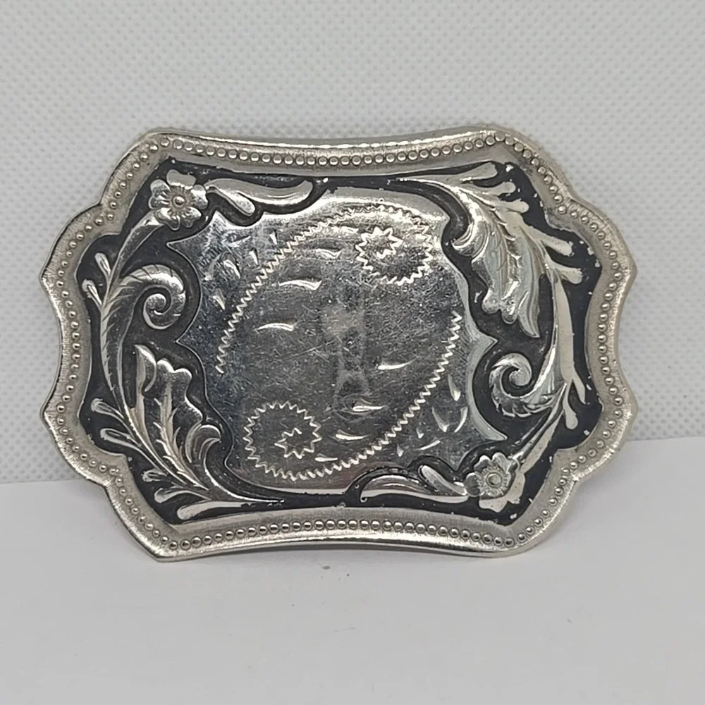 Unisex Silver Look Floral Design‎ Belt Buckle